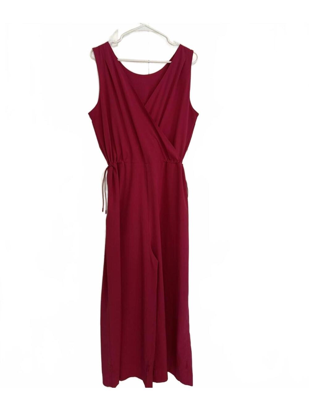 Title Nine Women's Pink Sleeveless Wide-Leg Jumpsuit Drawstring Waist Large